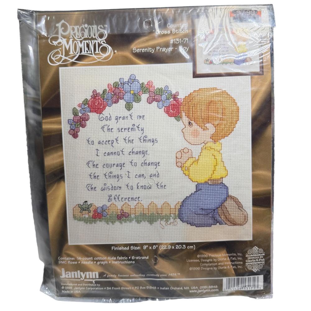 Vintage Precious Moments Serenity Prayer Boy Janlynn Cross Stitch Kit 131-71 New
